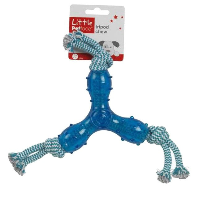 Petface Tripod rubber and rope chew toy for puppies, UK version