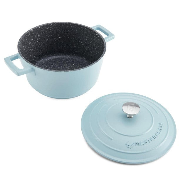 MasterClass sky blue cast aluminium casserole dish 2.5L, imported from the UK