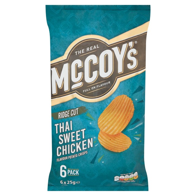 McCoy's Thai Sweet Chicken crisps 6 pack, imported from the UK