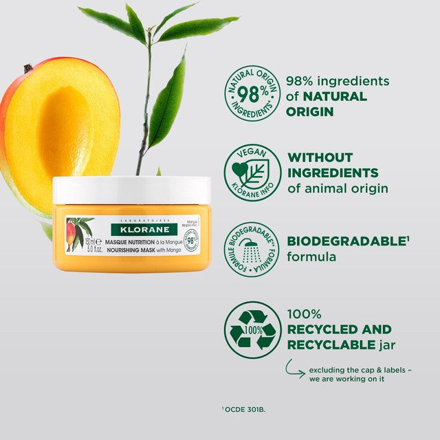 Klorane nourishing hair mask with mango for dry hair 150ml, UK version