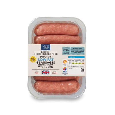 M&S Saucisses de Porc Britanniques Faibles en Gras 400g