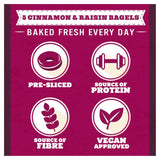 Warburtons cinnamon raisin sliced bagels 5 pack, UK version
