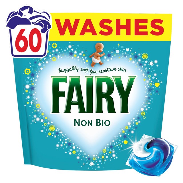 Fairy non bio washing capsules sensitive skin 60 washes - British product