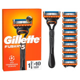 Gillette Fusion manual razor with 10 razor blades - British product