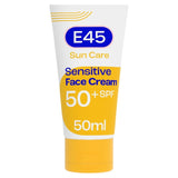 E45 face suncream SPF50+ tube sunscreen for sensitive skin (British brand)