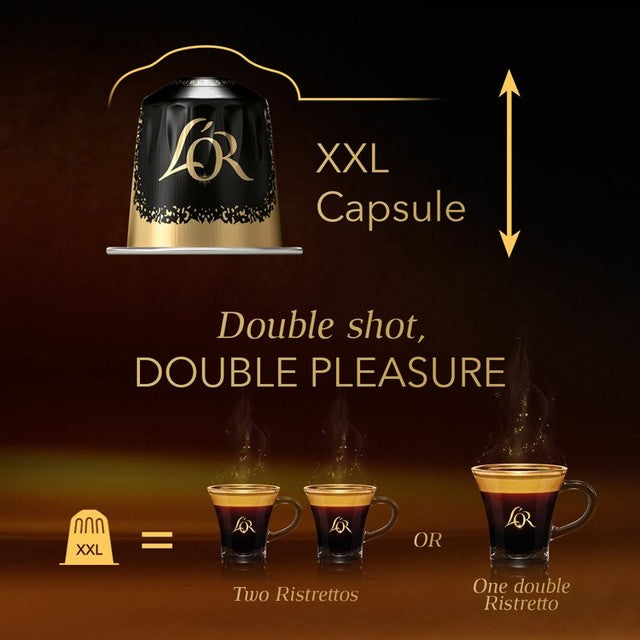 L'OR Double Ristretto XXL coffee pods 10 pack, UK version