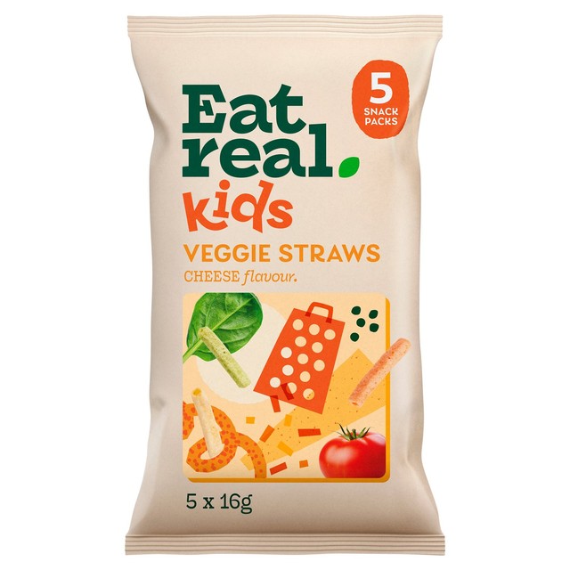 Eat Real Kids Veggie Straws Cheese Flavour 5 x 16g - British product