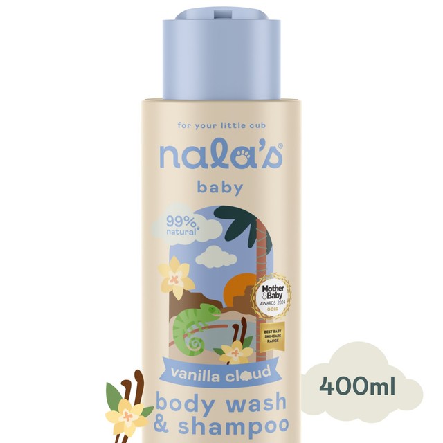 Nala's Baby Vanilla Cloud body wash and shampoo, imported from the UK