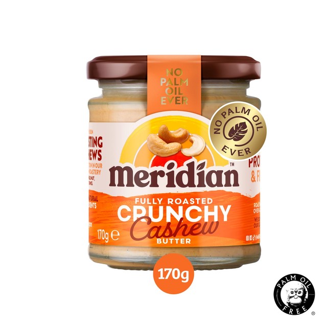 Meridian Crunchy Cashew Butter 170g, imported from the UK