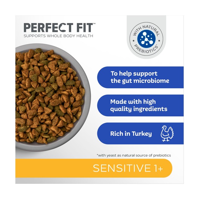 Perfect Fit Sensitive Turkey Dry Cat Food 750g, imported from the UK