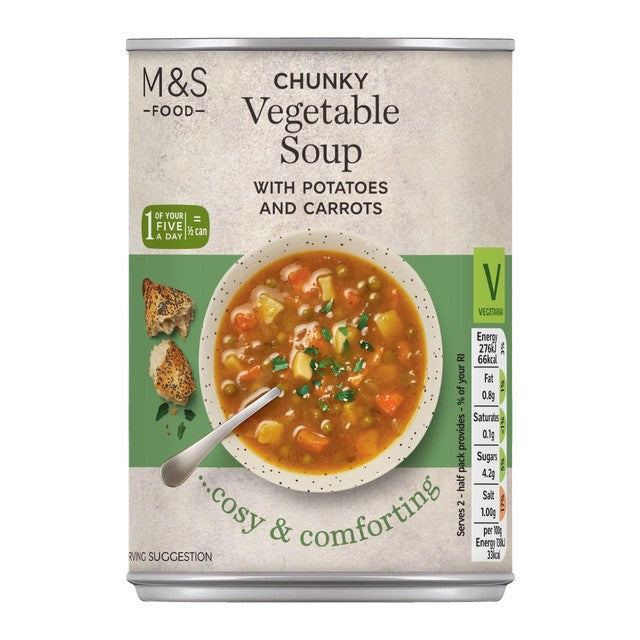M&S chunky vegetable soup 400g, imported from the UK