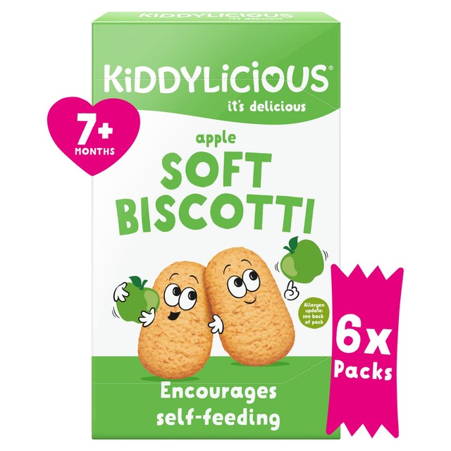 Kiddylicious apple soft biscotti baby snacks 6 x 20g, UK version