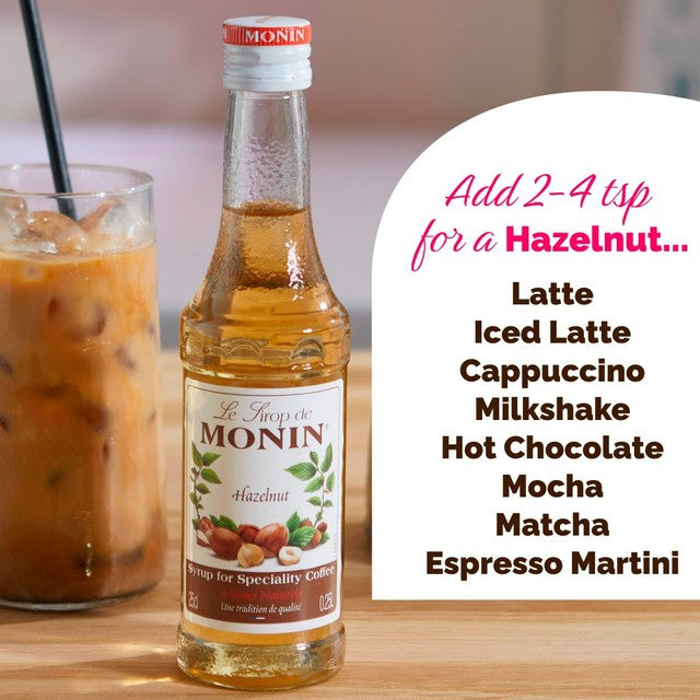 Monin hazelnut syrup 250ml, imported from the UK