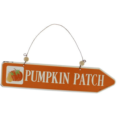 M&S Festive Autumn Halloween Orange Metal Pumpkin Patch Sign Wall Decoration 31cm- Buy online at McGrocer