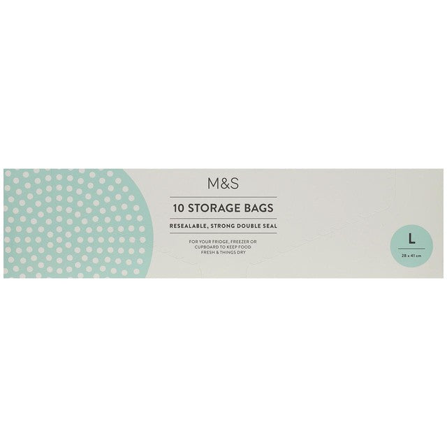 M&S Resealable Storage Bags Large 10 Pack, imported from the UK