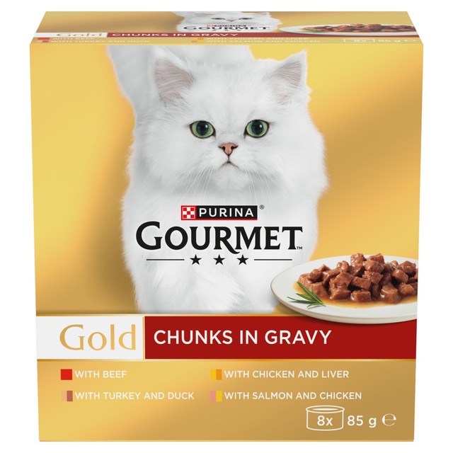 Gourmet Gold chunks in gravy wet cat food 8 x 85g, UK version