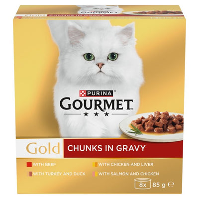 M&S Gourmet Gold Chunks in Gravy Gravy Collection Wet Cat Food 8 x 85g- Buy online at McGrocer
