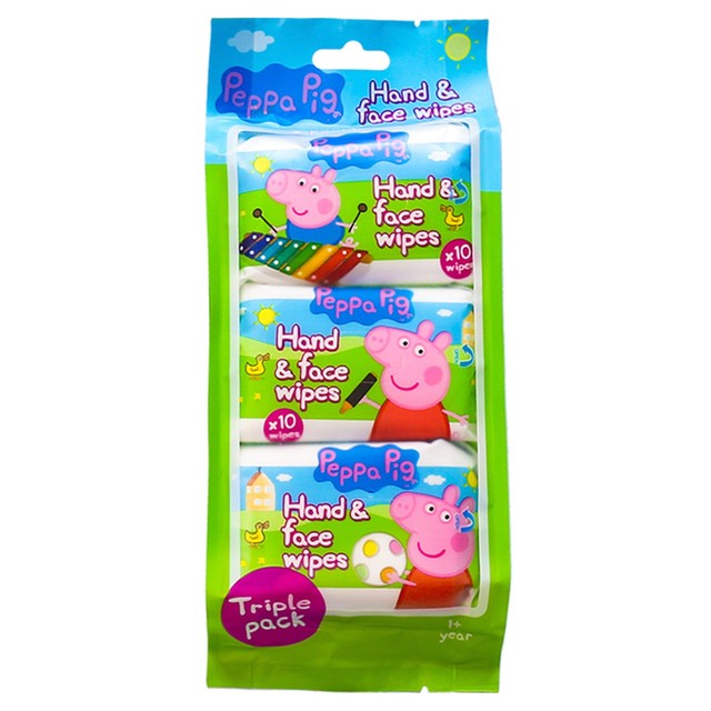 Jellyworks Peppa Pig fragrance free hand wipes, imported from the UK