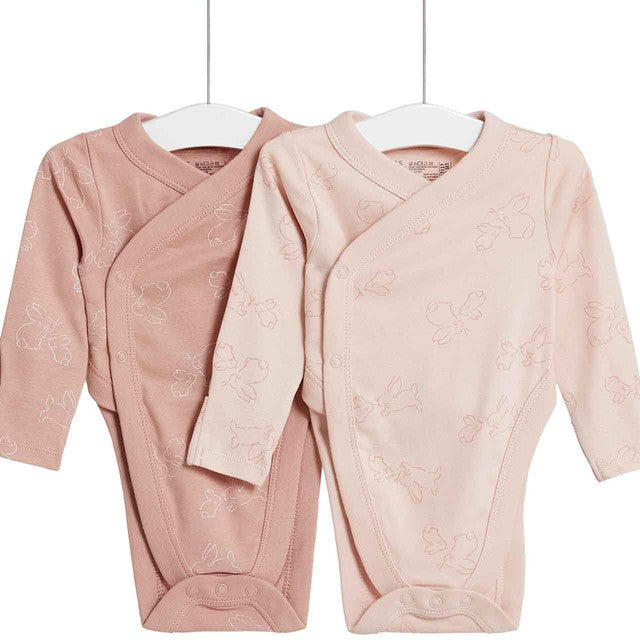 M&S pink newborn baby bodysuits, imported from the UK