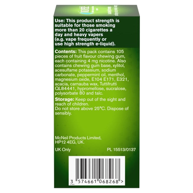 Nicorette fruit fusion nicotine chewing gum 4mg 105 pieces, imported from the UK