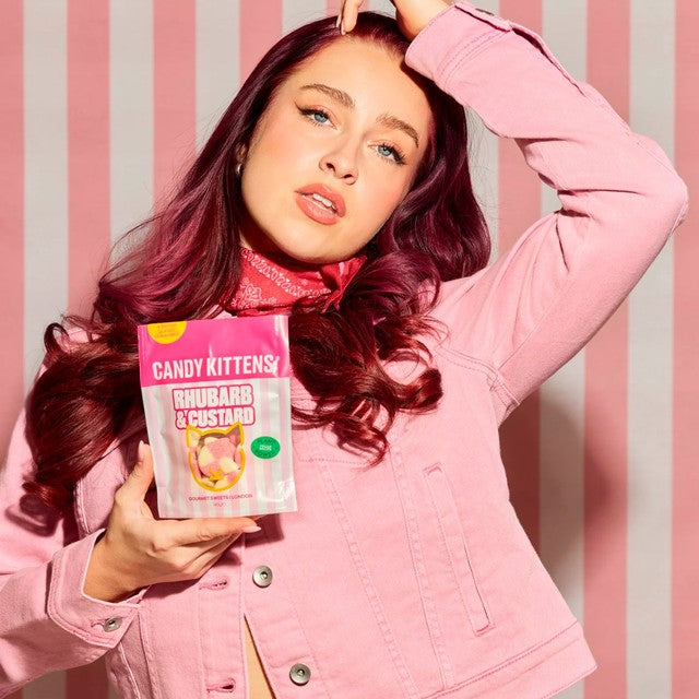 Candy Kittens fruit gum sweets rhubarb and custard 140g - British product
