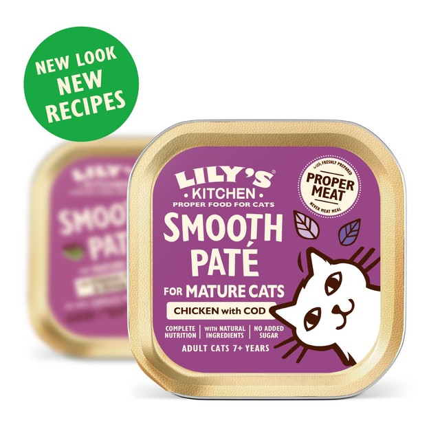 Lily's Kitchen mature smooth chicken and cod cat food pate 85g, UK version