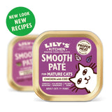 Lily's Kitchen mature smooth chicken and cod cat food pate 85g, UK version