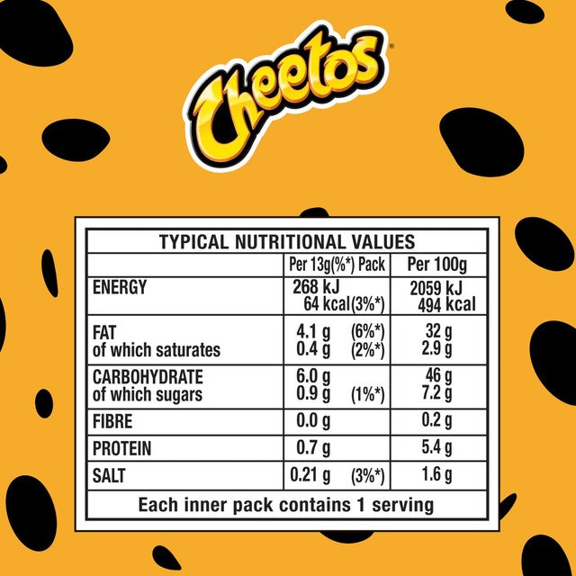 Cheetos cheese flavour corn puffs multipack - British product