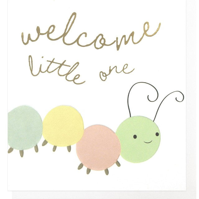 Caroline Gardner caterpillar new baby greeting card - British product