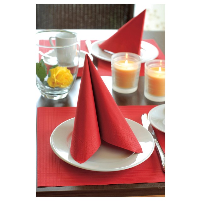 Duni red compostable 2 ply paper napkins 125 pack, imported from the UK