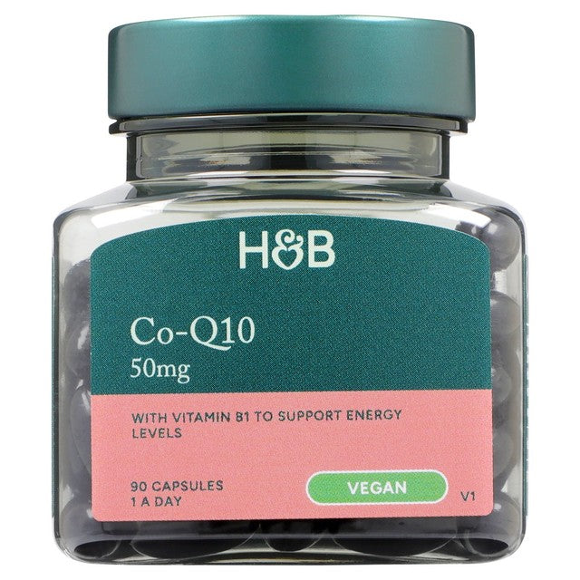 Holland & Barrett Co-Q10 50mg soft gel vegan capsules, UK version
