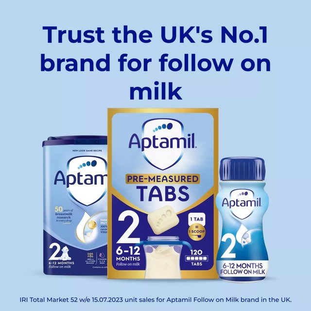 Aptamil follow on baby milk formula tabs 120 per pack - British product