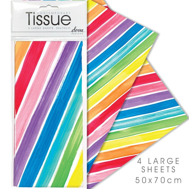 Deva Designs Rainbow Rock tissue paper 4 sheets, imported from the UK