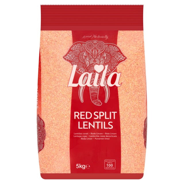 Laila red split lentils 5kg, UK version