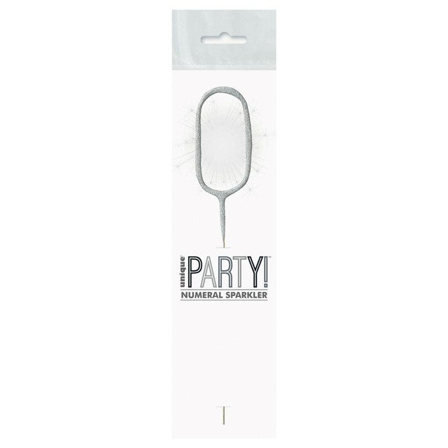 Unique Party silver number 0 sparkler candle 3.2x17x0.3 cm, imported from the UK