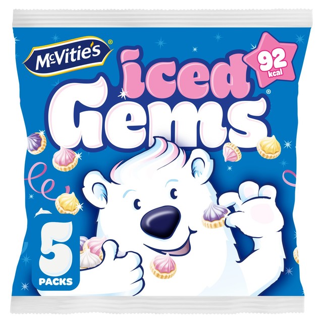 McVitie's Iced Gems biscuits with raspberry, blackcurrant and lemon flavour icing 5-pack, imported from the UK