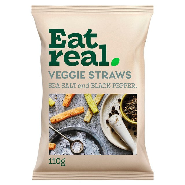 Eat Real sea salt and black pepper veggie straws 110g - British product