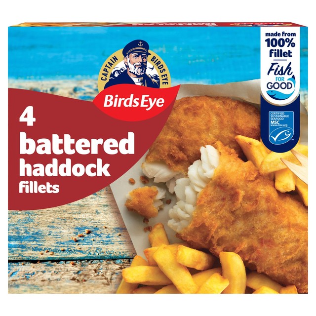 Birds Eye MSC battered haddock fillets 400g - British product