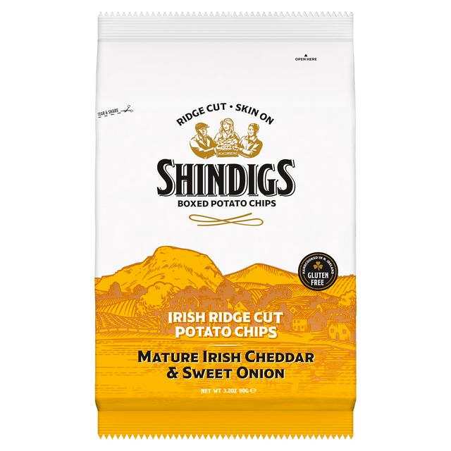 Shindigs Irish Ridge Cut Potato Chips Mature Irish Cheddar Sweet Onion 90g