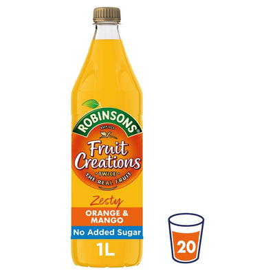 M&S Robinsons saft med fruktkreasjoner, appelsin og mango, uten tilsatt sukker 1L - Kjøp online hos McGrocer