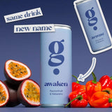 G Spot Arouse Passionfruit and Habanero sparkling functional drink 250ml can, UK version