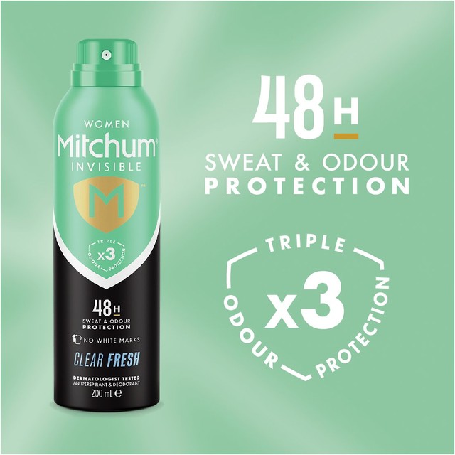 Mitchum Women Invisible Clear Fresh Anti-Perspirant Deodorant 200ml, imported from the UK