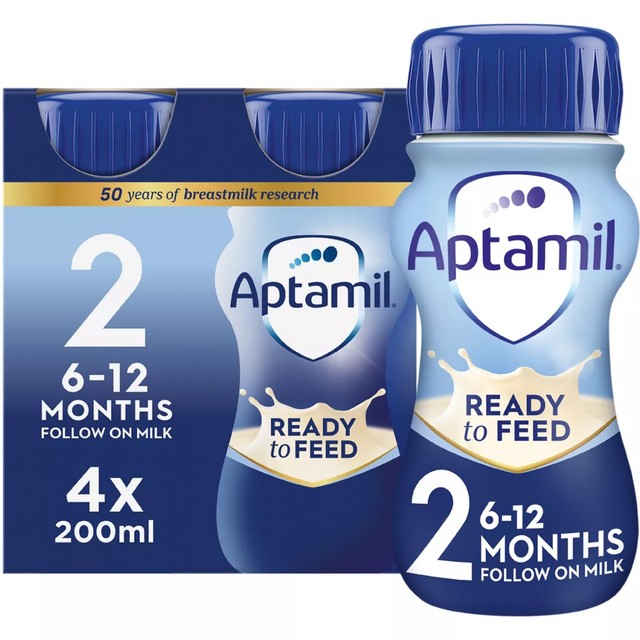 Aptamil follow on milk formula liquid ready to feed 4 x 200ml - British product