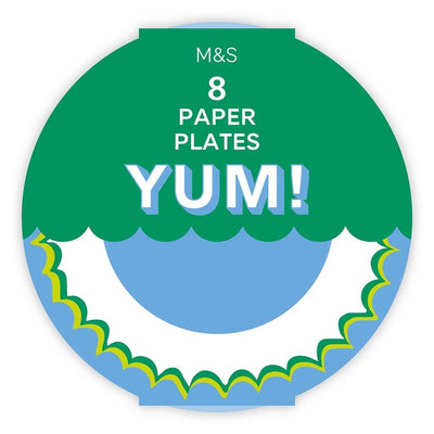 Assiettes de fête bleues en carton M&S, lot de 8, diamètre 23 cm