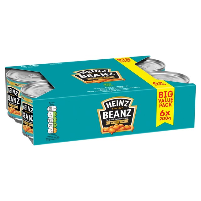 Heinz baked beans in tomato sauce 6 x 200g multipack, UK version