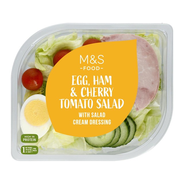 M&S Salade Œuf, Jambon et Tomate Cerise 245g, importée du Royaume-Uni