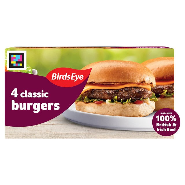 Birds Eye beef burgers with onion 227g - British product