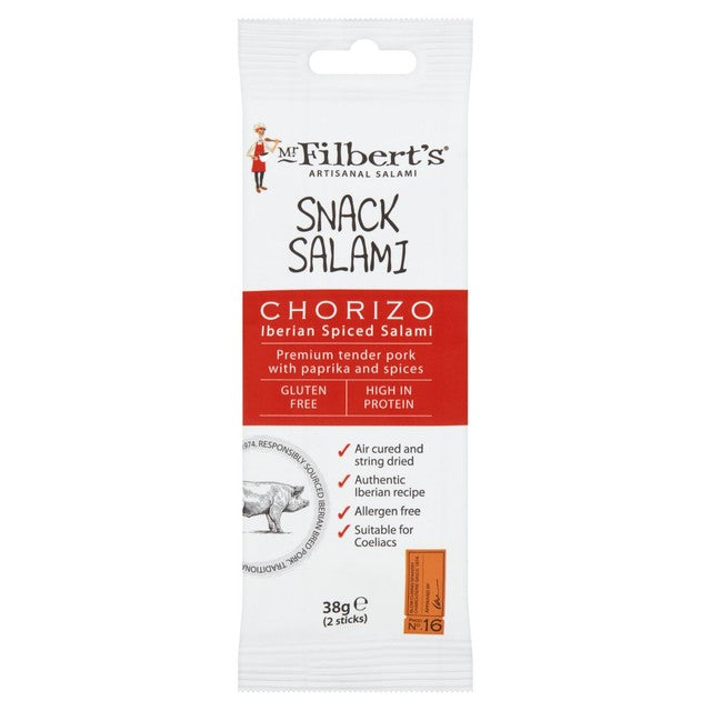 Mr Filbert's chorizo salami snack 38g, imported from the UK
