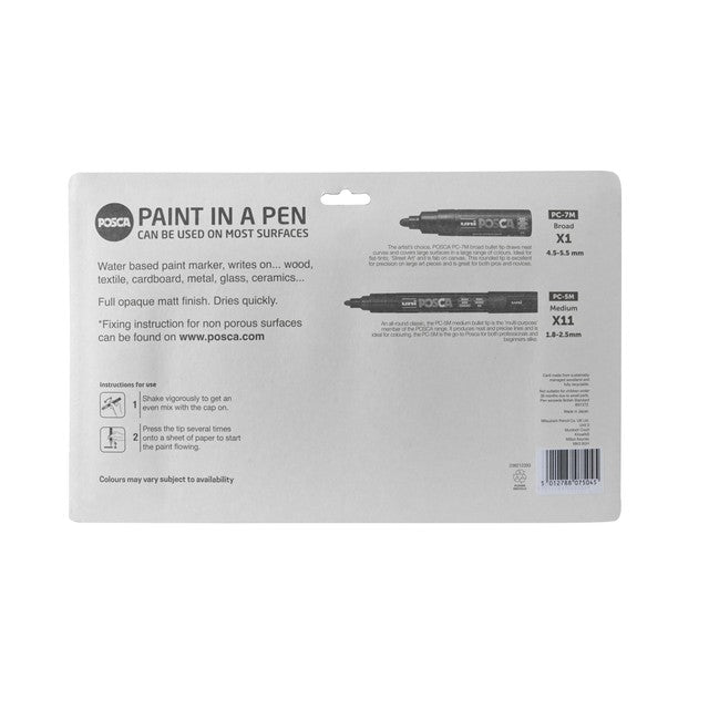 Posca paint marker set pale colours 12pc, imported from the UK