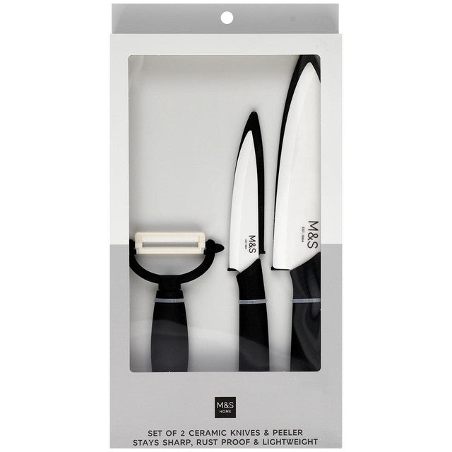 M&S ceramic knife set with peeler, imported from the UK